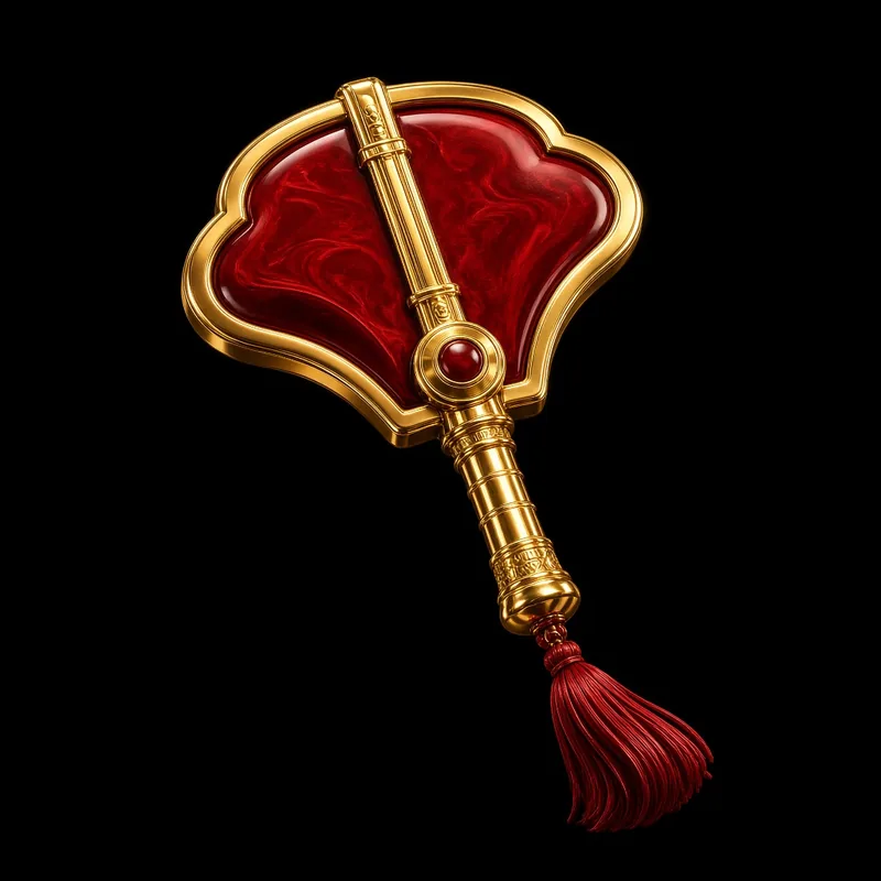 Gold and red gyoji gunbai